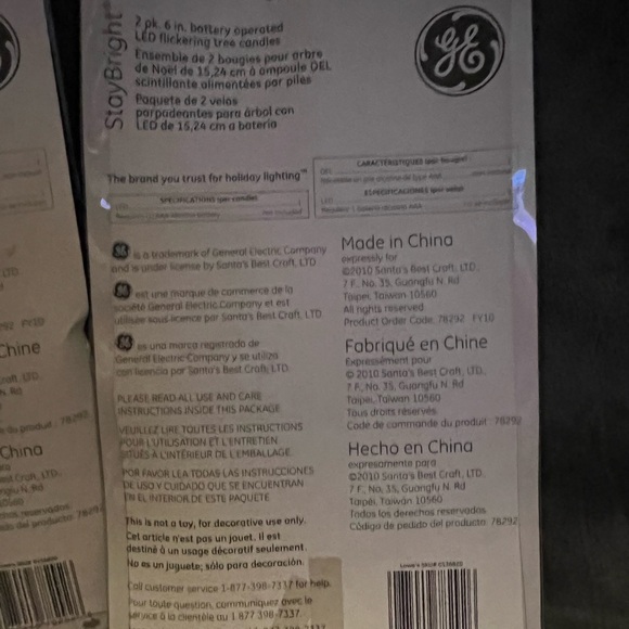 GE StayBright 2 pack 6 Inch battery operated LED flickering tree candles 6 Piece - Picture 10 of 12